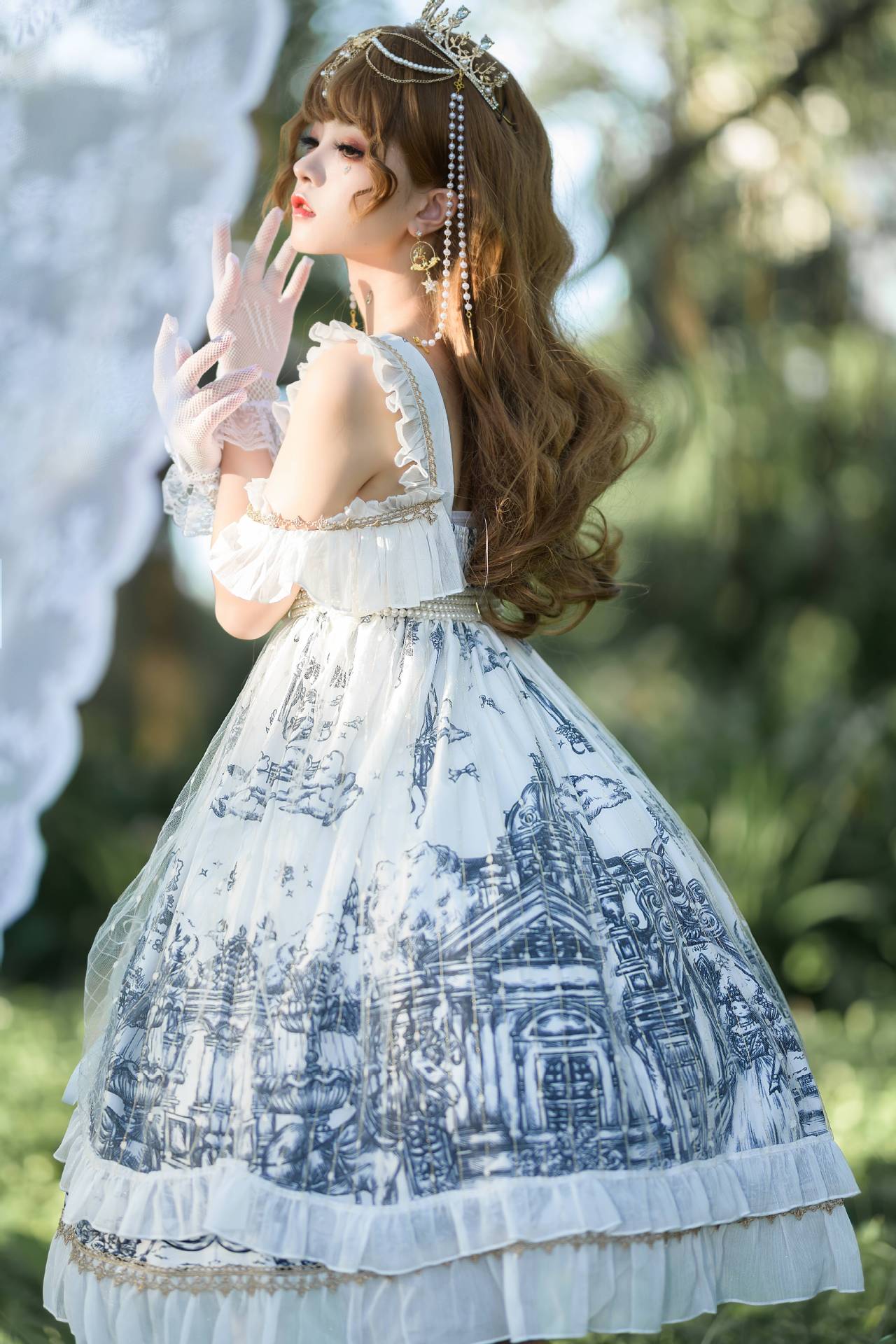 日式吊带一字肩洛丽塔原创lolita万圣狂欢夜暗黑哥特风jsk连衣裙