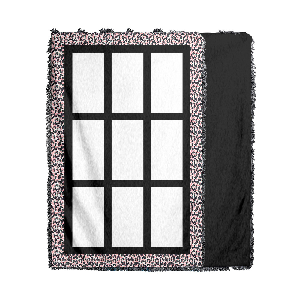 Office Sofas Nap Blanket Rectangular Pink Leopard Print 150G Crystal Velvet Band Lace Blanket Blanket