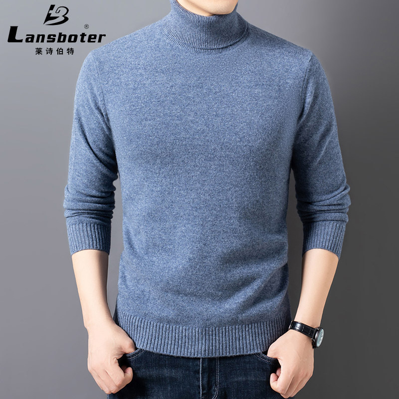 autumn and winter pure wool sweater for young and middle-aged men‘s sweater thickened turtleneck pure color all-matching full wool knitwear top