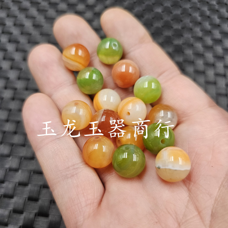 盐源玛瑙圆珠玉石散珠12毫米紫绿玛瑙珠子diy手链项链饰品配件珠