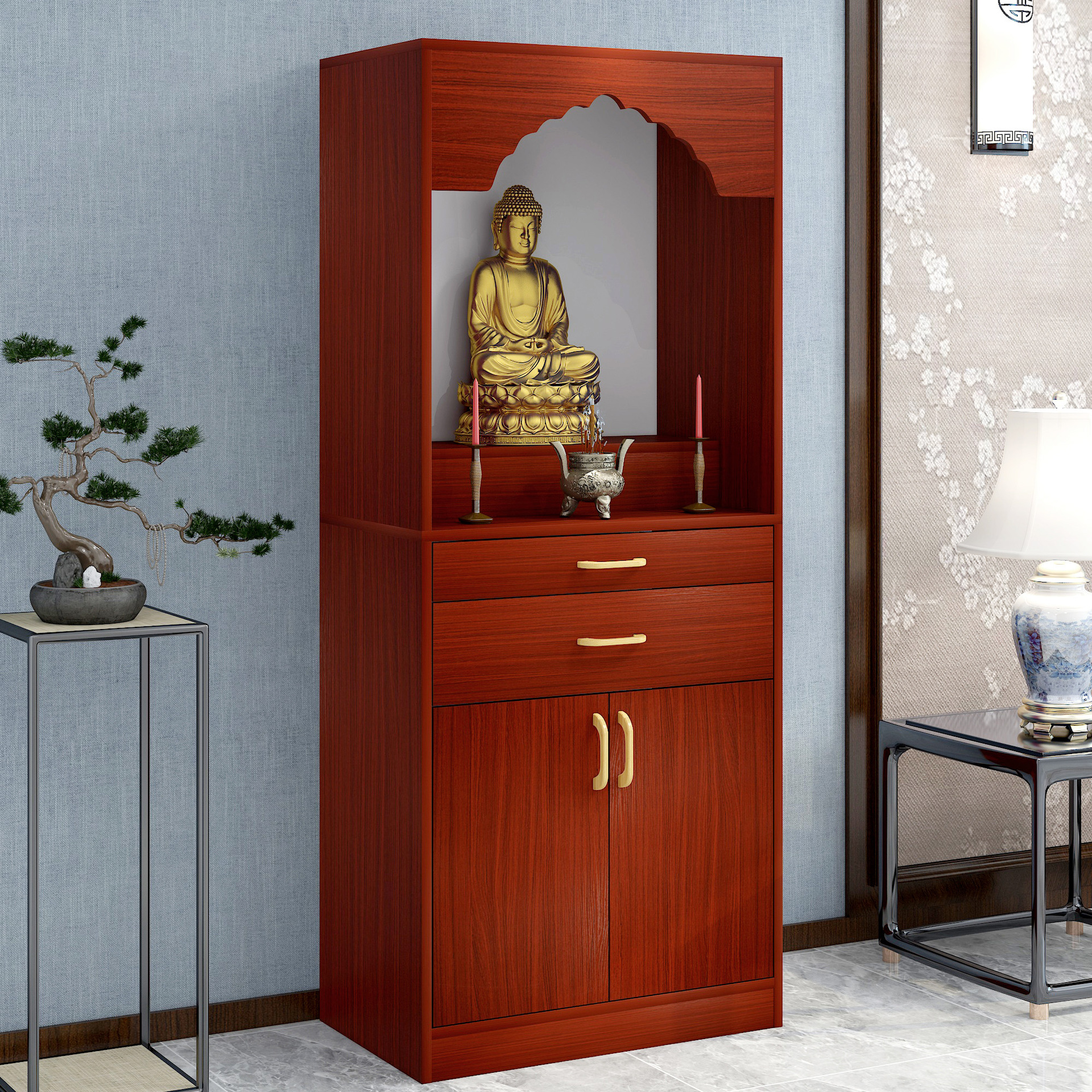 佛龛柜家用财神爷供台观音菩萨佛像立柜特价关公香火供奉神位桌子