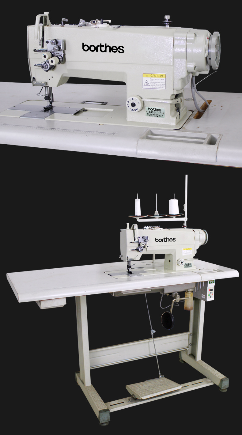 全新842d双针两线平缝直驱双针机平车缝纫机自动供油衬衫牛仔缝制