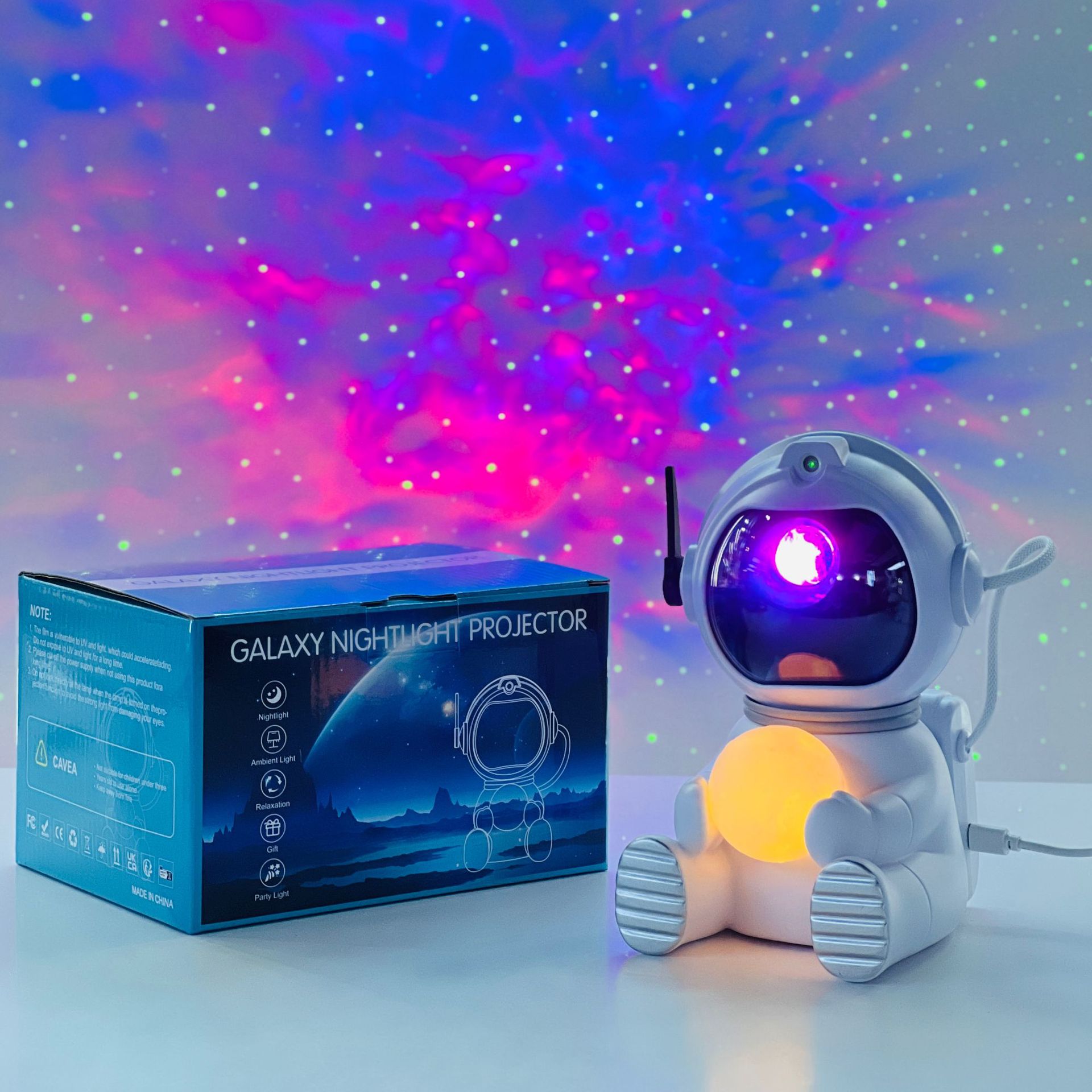 Popular Astronaut Starry Sky Projection Ambience Light Pickup Light Laser Romantic Spaceman Decoration Small Night Lamp Gift
