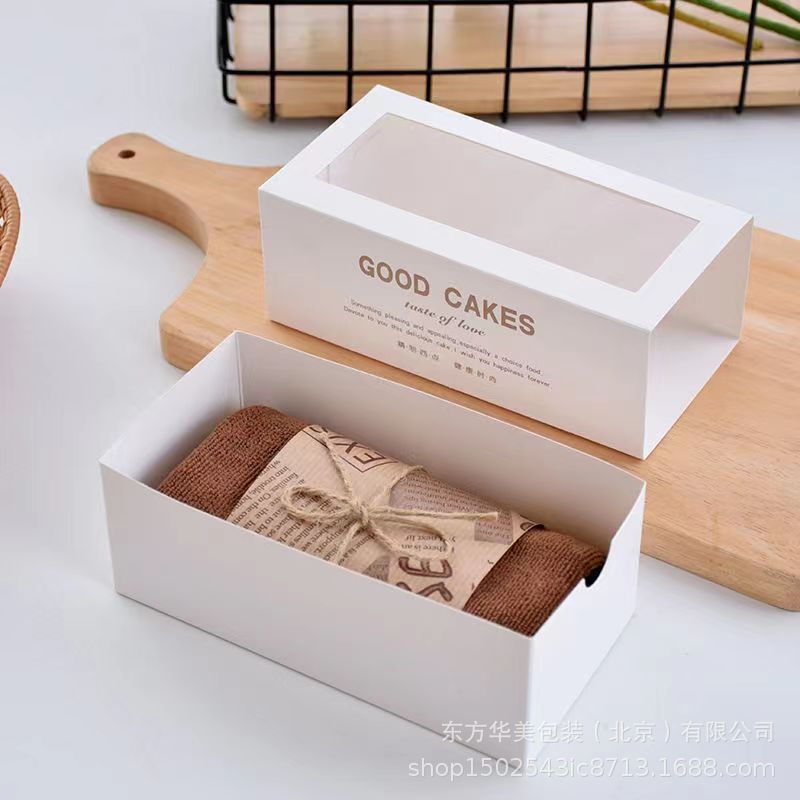 毛巾卷包装盒抱抱卷包装瑞士卷雪花酥开窗蛋糕卷长方形抽屉式纸盒