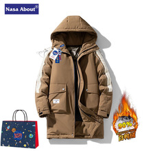NASA羽绒服男中长款2023新款加肥加大码青年男装潮牌胖子冬季外套
