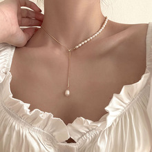 韩版巴洛克淡水珍珠项链轻奢 小众设计感锁骨链珍珠吊坠淑女颈链