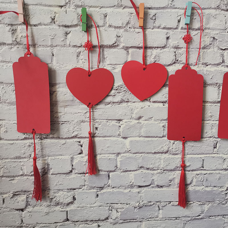 纯红色七夕情人节吊卡爱心许愿牌祈福卡愿望卡感恩情侣写悬挂树