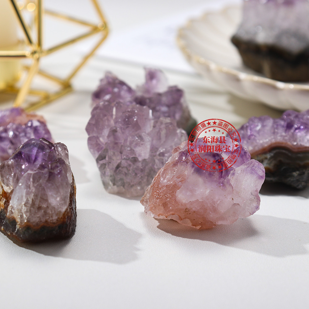 批发1kg天然紫晶块 薰衣草紫色水晶簇消磁原石跨境热销水晶能量石