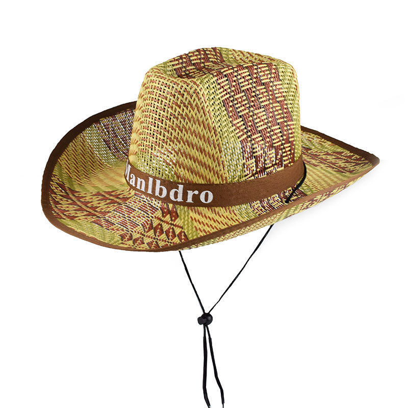 草帽农民夏天帽子男士遮阳户外防晒太阳帽农活帽女大檐卷边沙滩帽