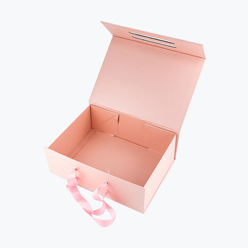 折叠手提盒翻盖盒杭州厂家生产硬纸板裱特种纸蝴蝶结丝带盒定制