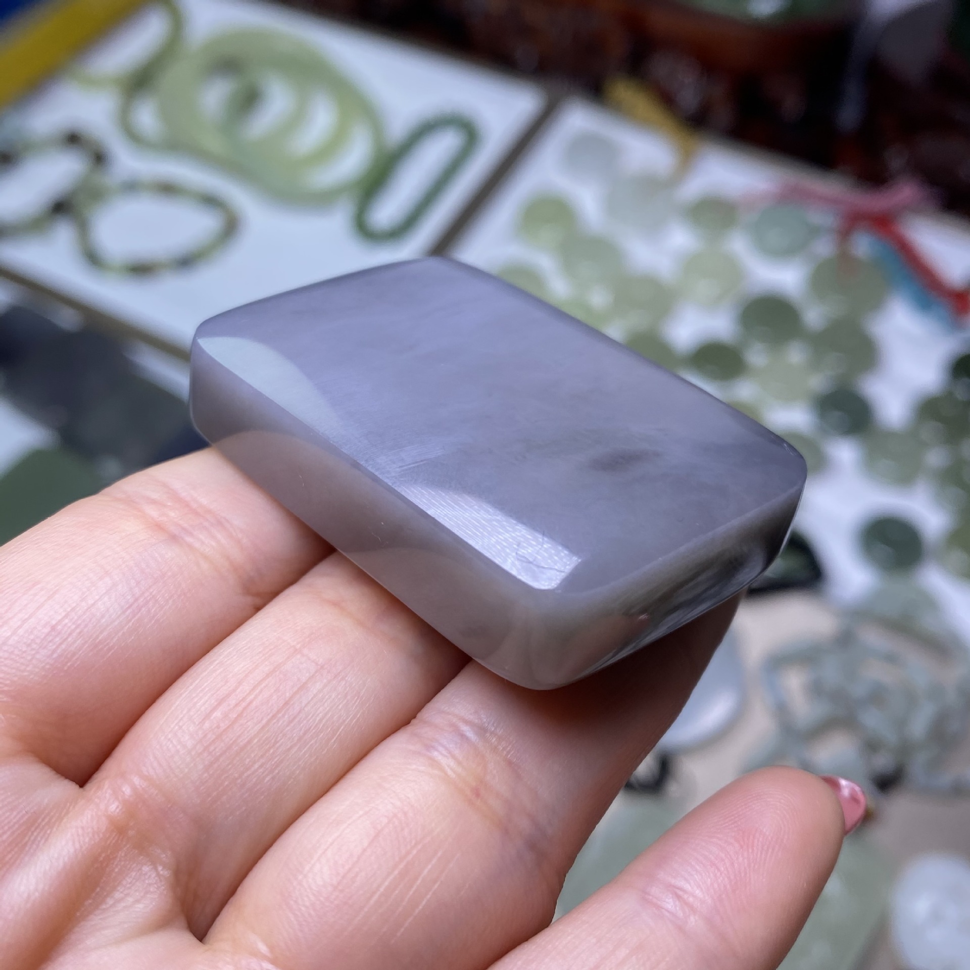 新疆和田玉烟紫玉牌 平安无事面包牌挂坠挂件男士牌子批发