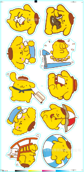 工厂批发现货diy卡通水杯贴 pp pvc贴纸透明手帐标签布丁狗不干胶