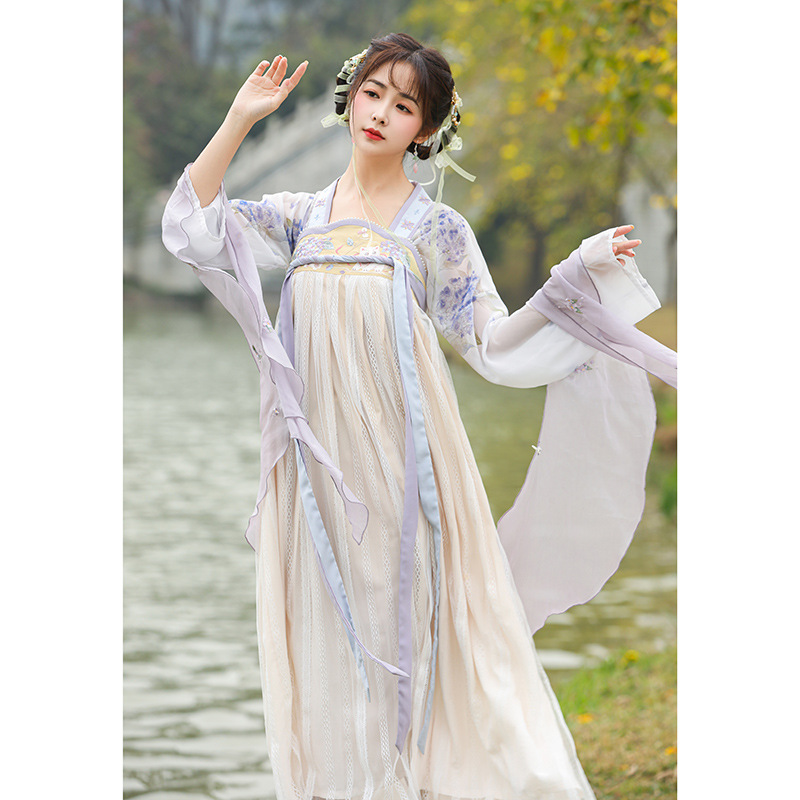 2023新款唐制汉服中国风齐胸襦裙改良日常古装仙气汉元素连衣裙汉