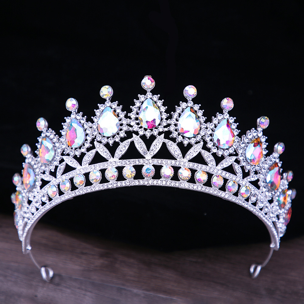 Bridal Headdress European Wedding Dress Bridal Crown Alloy Rhinestone Crystal Birthday Crown Hair Accessories Cross-Border Wholesale