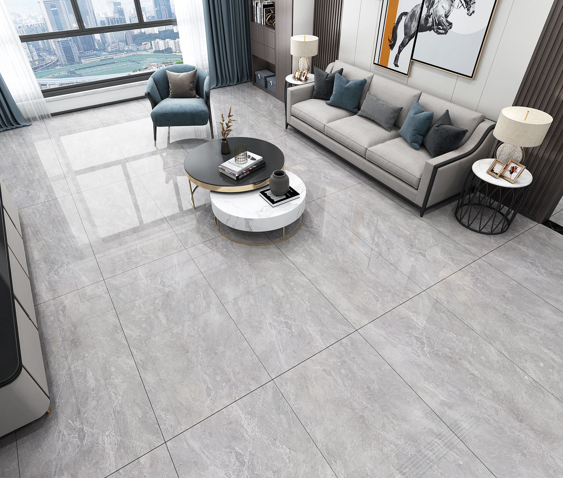 佛山来利达企业直销批发600*1200灰色现代简约负离子大理石地板砖