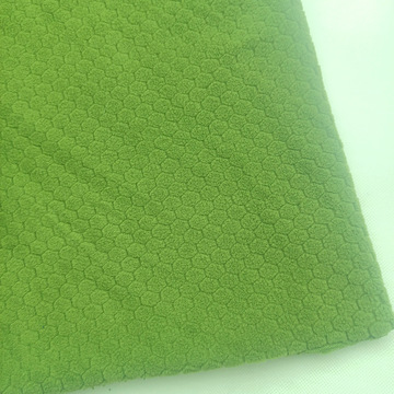 弹力提花足球格摇粒绒提花蜂巢六边形足球格氨纶单面摇粒绒布面料