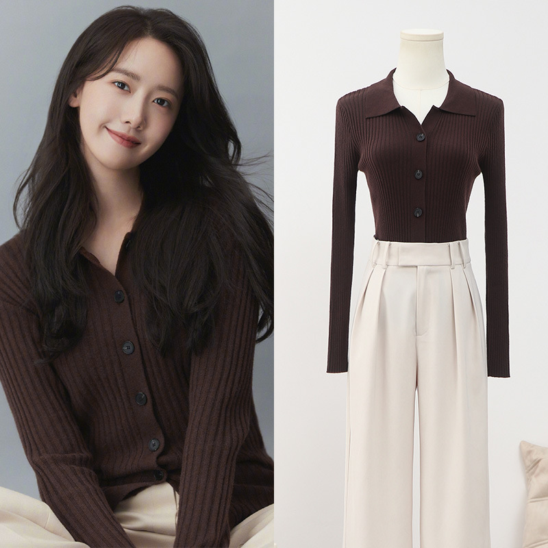 林允儿同款别致小众百搭秋季长袖针织衫显瘦时尚开衫上衣