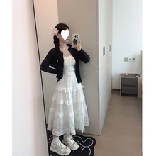 三件套女春季新款甜美温柔风长袖针织开衫外套吊带背心蛋糕半代发