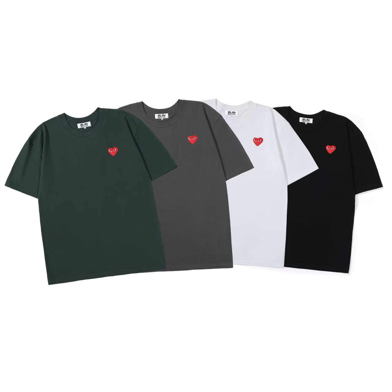 川久保玲经典爱心刺绣短袖t恤 基础款 男女同款 宽松