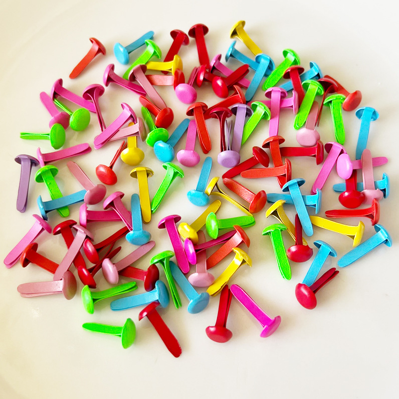 豫童8*17mm圆形彩色两脚钉双脚钉儿童美劳diy材料 跨境工厂分销