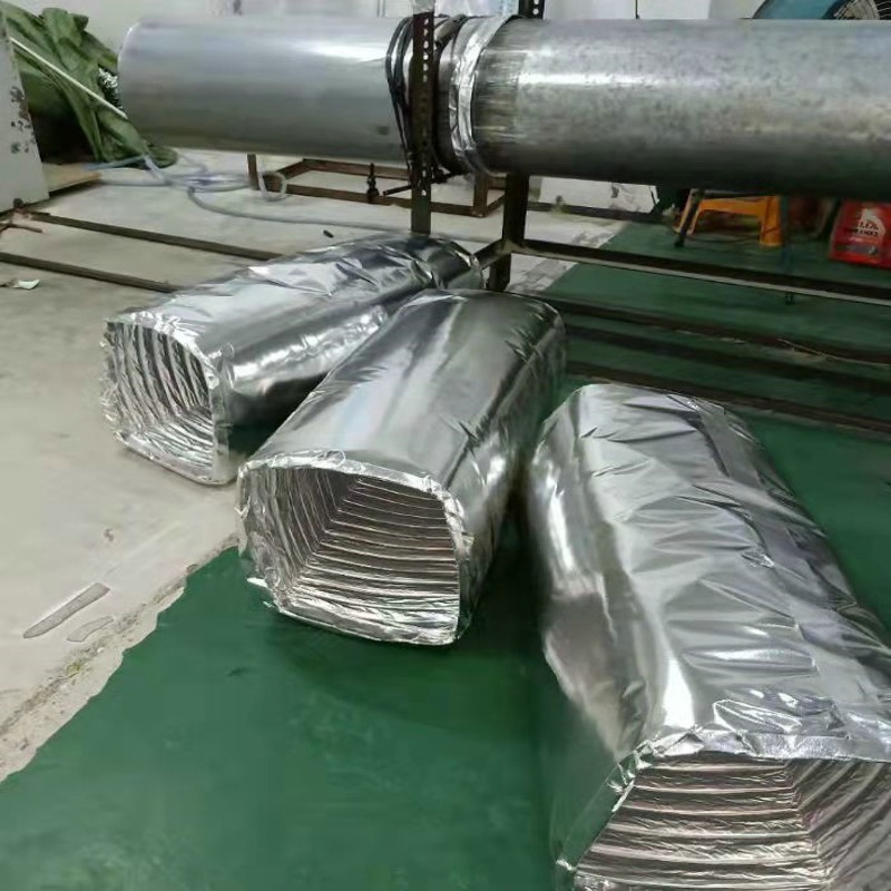 方形铝箔软管 铝箔布软连接 500cm玻纤布岩棉软接