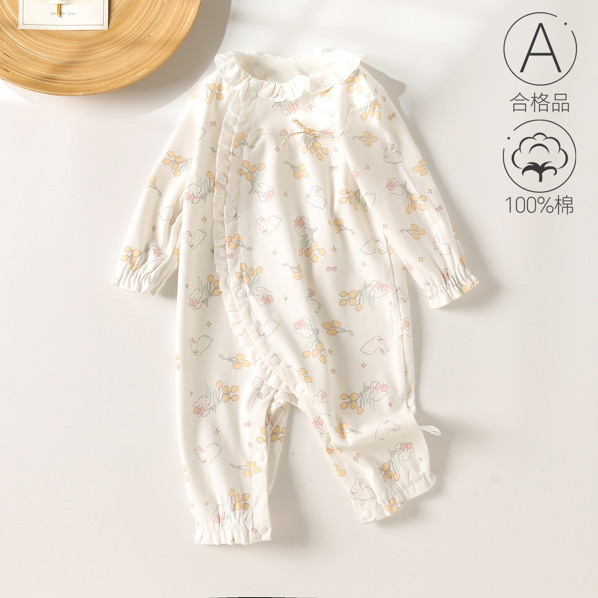 Newborn Spring and Autumn Baby Jumpsuit Cute Romper Baby Girl Autumn Clothes Infant Pure Cotton Class a Baby Clothes