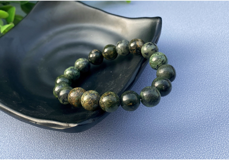 西藏药王石圆珠手链男女款直播货源批发藏玉手串蛇纹石玉单圈礼品