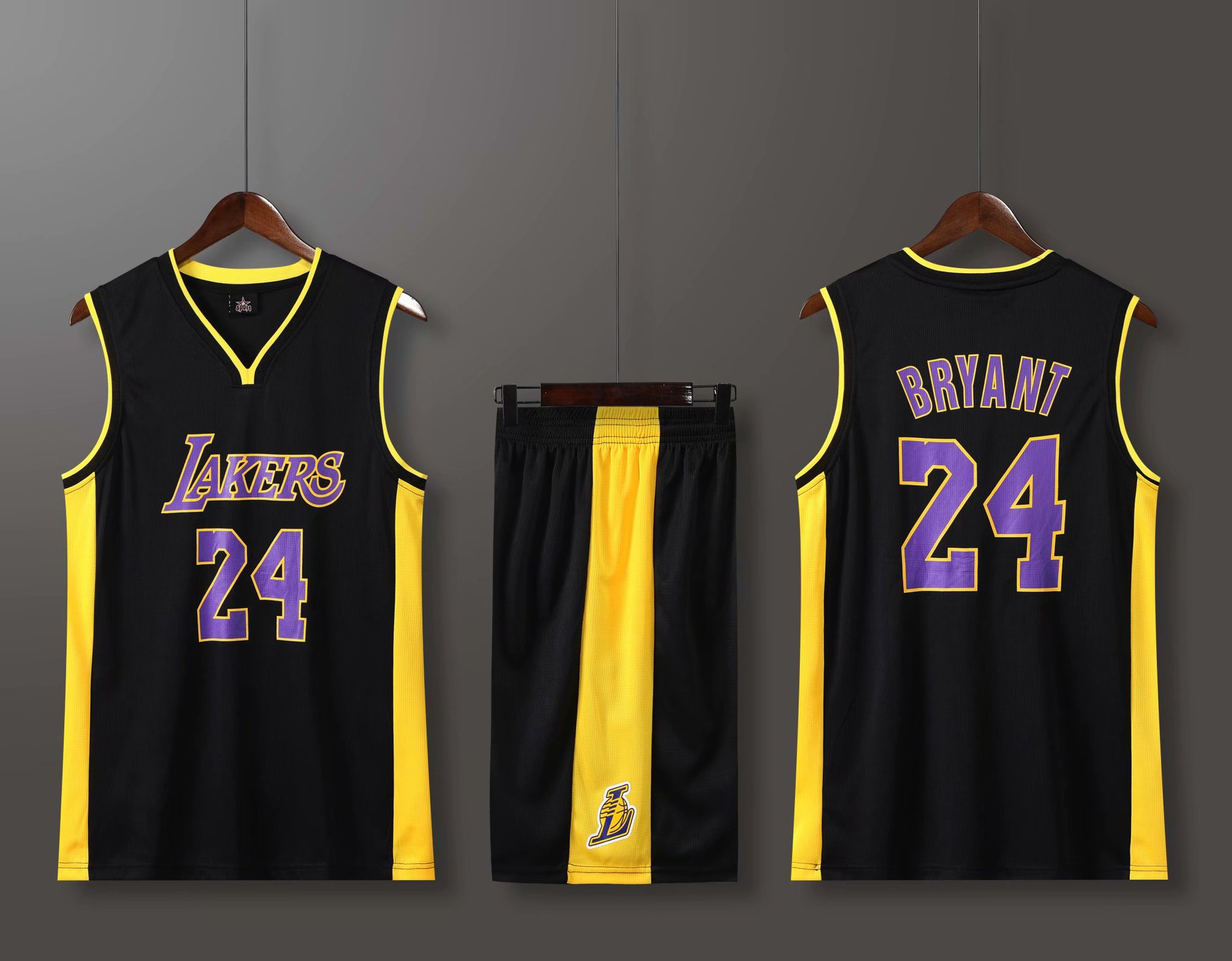 v领湖人科比24号篮球服套装男队服成人比赛训练球衣l-5xl