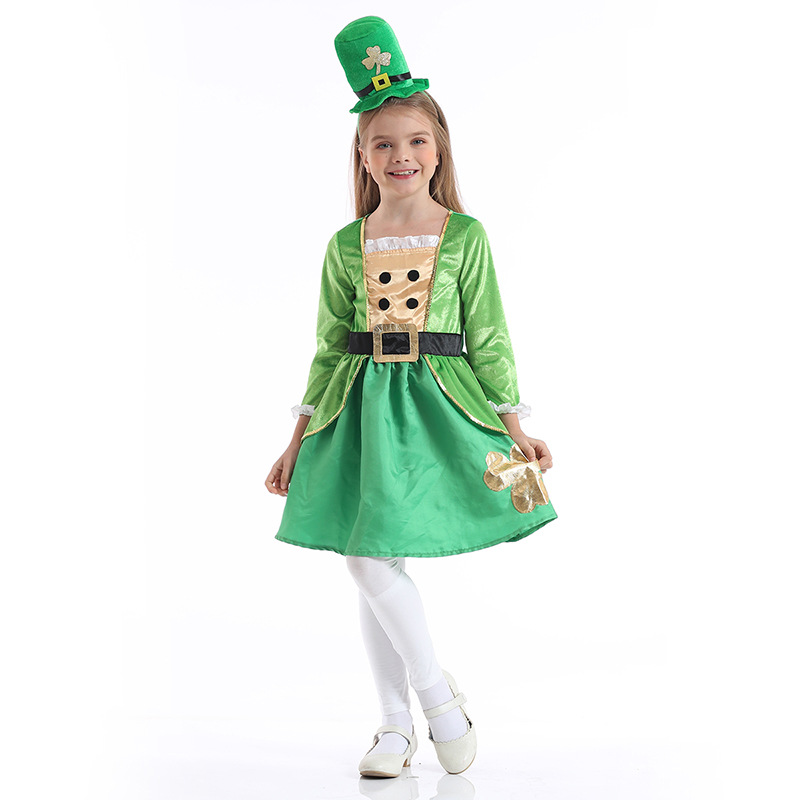 复活节儿童服装演出服cosplay化妆舞会服饰爱尔兰绿精灵衣服女装