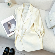 米白色新中式国风西装外套女薄款2024夏季新款垂感时尚潮流小西服