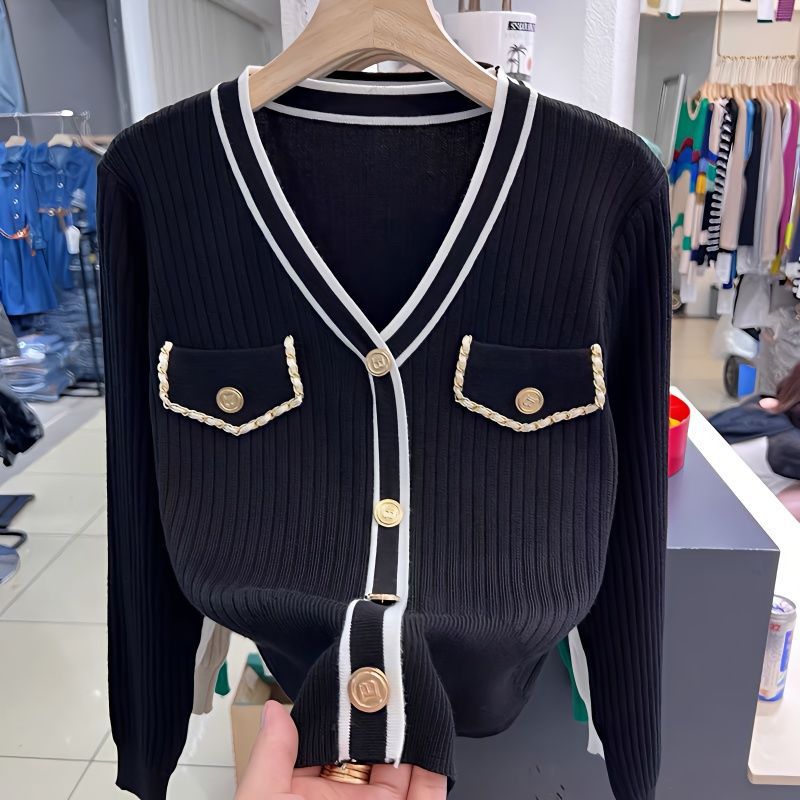 宽松大码秋冬新款小香风针织衫女感毛衣上衣外穿-阿里巴巴