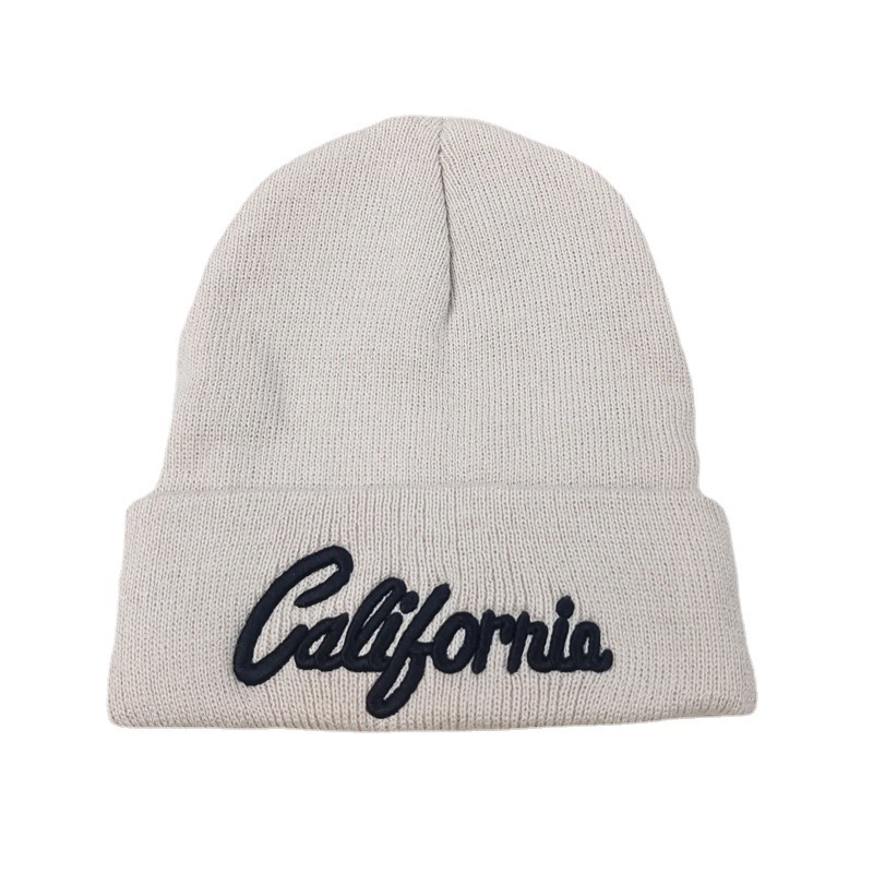 Cross-Border California Embroidery Knitted Hat European and American Men's and Women's Autumn and Winter Warm Pullover Cap Ski Wool Hat