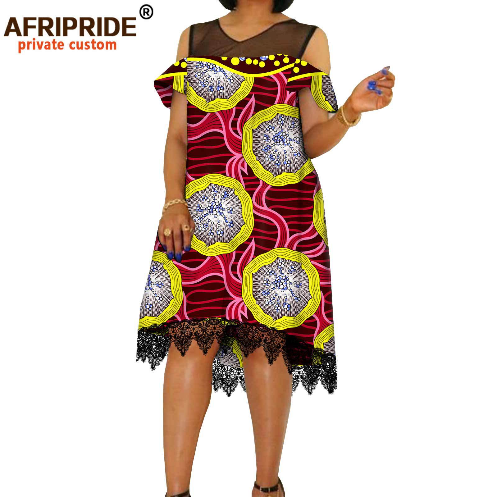 Foreign Trade New African Ethnic Batik Printed Cotton Lace Dress Dress Afripride