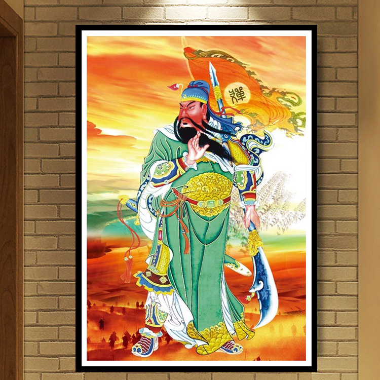 武财神贴钻十字绣关羽忠义关公云长钻石画玄关非满钻关帝圣君新款