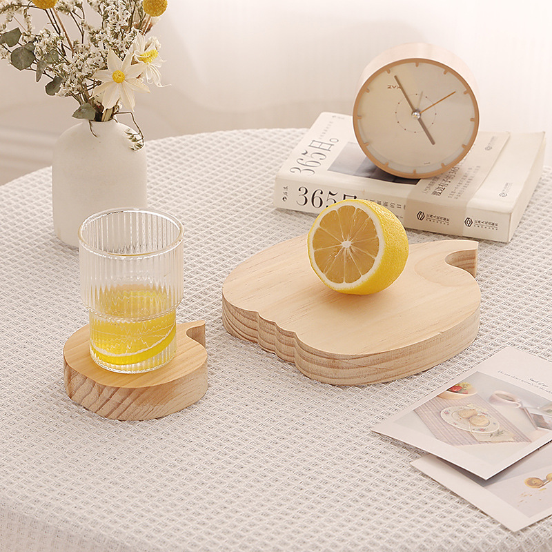 Cutting Board Apple Shape Pine Bread Board Nordic Style Solid Wood Small Cutting Board Cutting Board Wooden Tray Breakfast Cutting Board