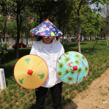 春夏新款农民防雨斗笠遮阳防紫外线斗笠帽雨布帽子舞蹈帽