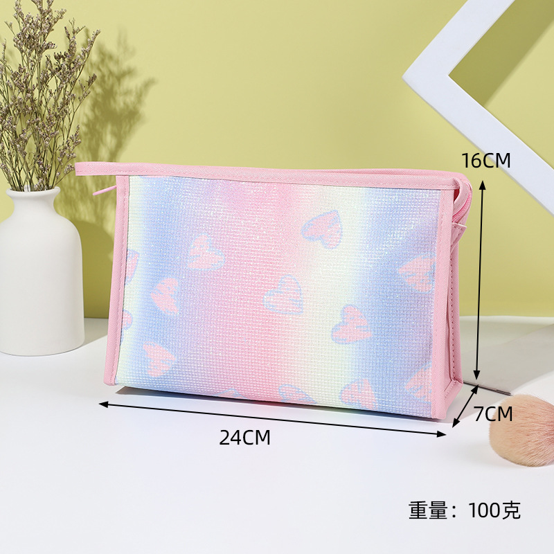 New Internet Celebrity Glitter Gradient Cosmetic Bag Large Capacity Wash Bag Travel Fitness Cosmetics Storage Bag