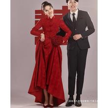 酒红色敬酒服新娘2024新款新中式旗袍感订婚礼服两件套回门汎