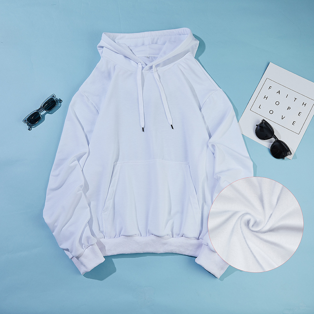 Sublimation White Pullover Hoodie 240G Fleece Interloop Comfortable Top Long Sleeve Autumn 2022 Trendy