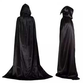 跨境新品万圣节死亡幽灵服装黑色死神斗篷可怕的魔术道具带帽披风