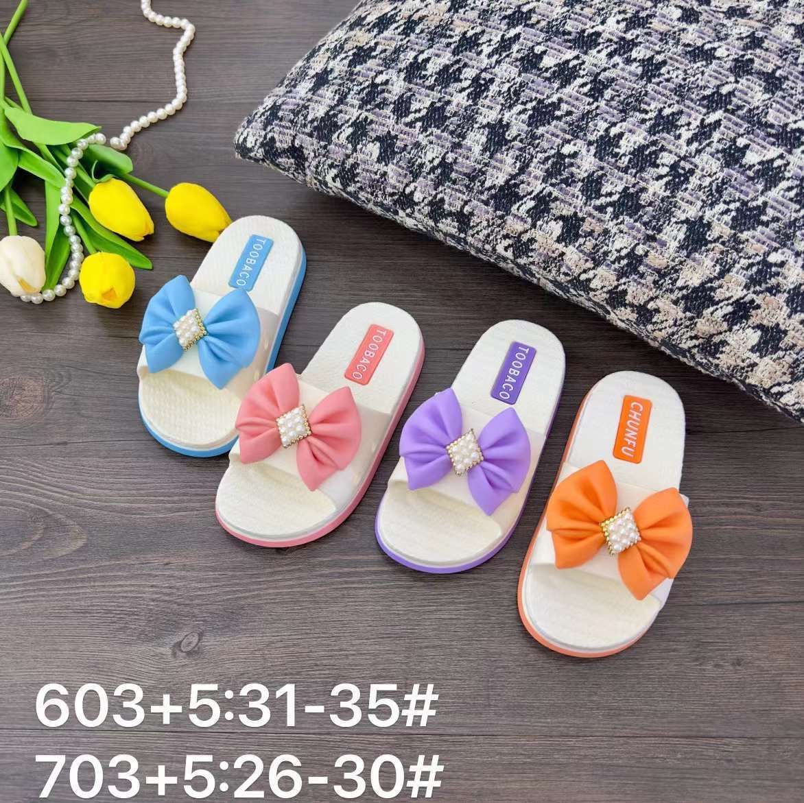 Bow Girls' Slipper Children Slippers Shoes Summer New Children Soft and Adorable Women's Sandals Non-Slip Soft Bottom Outdoor Classic Style Children Slippers