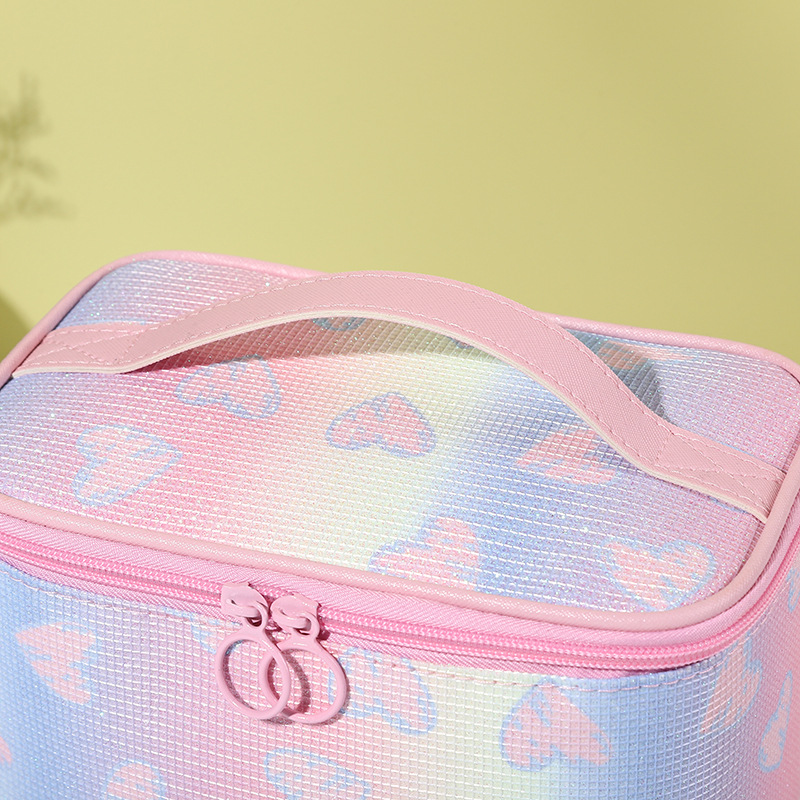 New Internet Celebrity Glitter Gradient Cosmetic Bag Large Capacity Wash Bag Travel Fitness Cosmetics Storage Bag