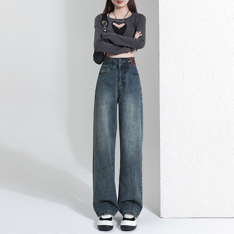 High Waist Wide Leg Jeans for Women Spring 2023 New Loose Straight Slim Fit Mop Pants Spring and Autumn