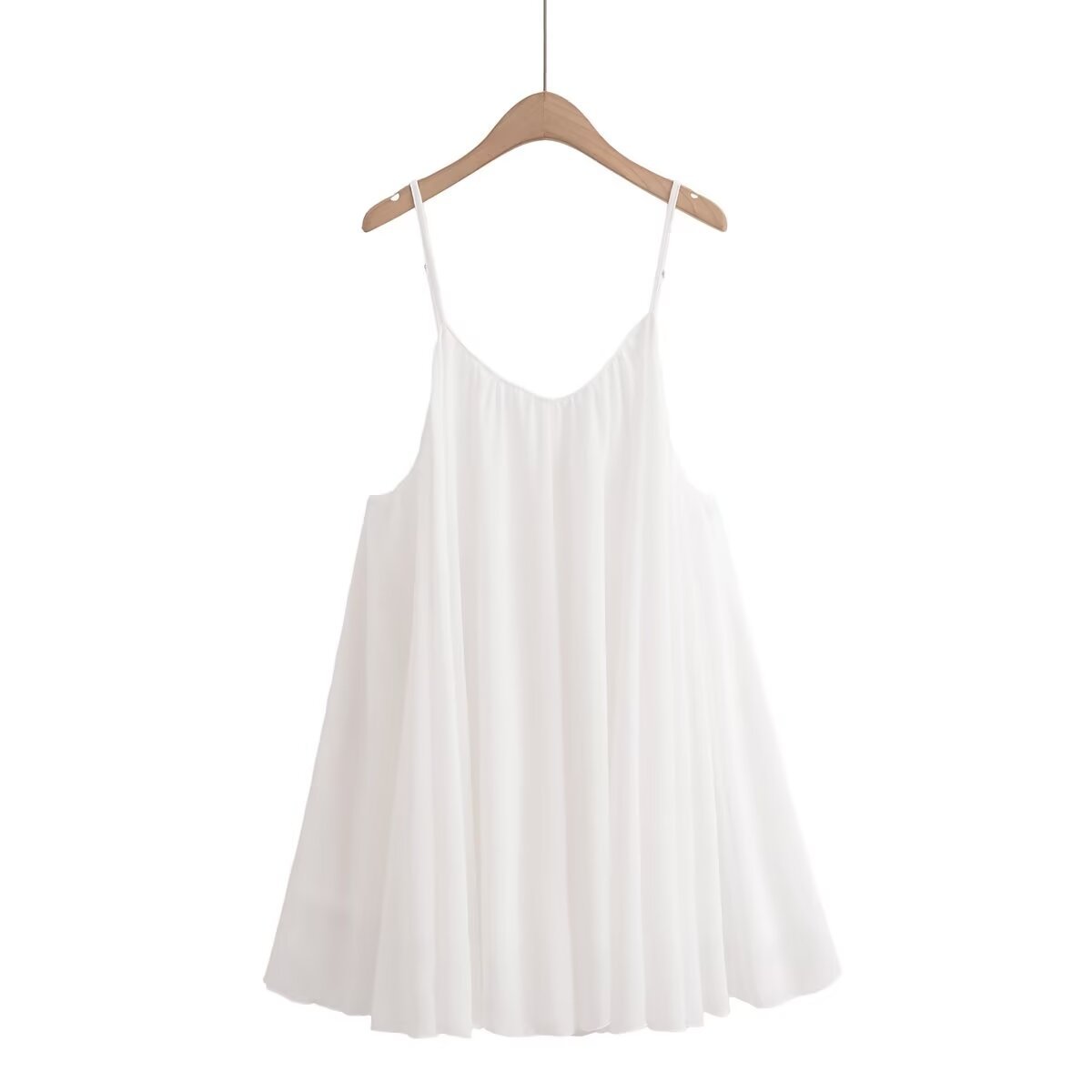 2024夏wish亚马逊ebay白色雪纺露背吊带连衣裙