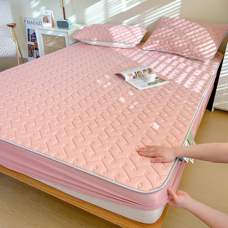 Summer Ice Silk Latex Summer Mat Fitted Sheet Three-Piece Set Can Be Wash Folded Single Double Student Dormitory Mat