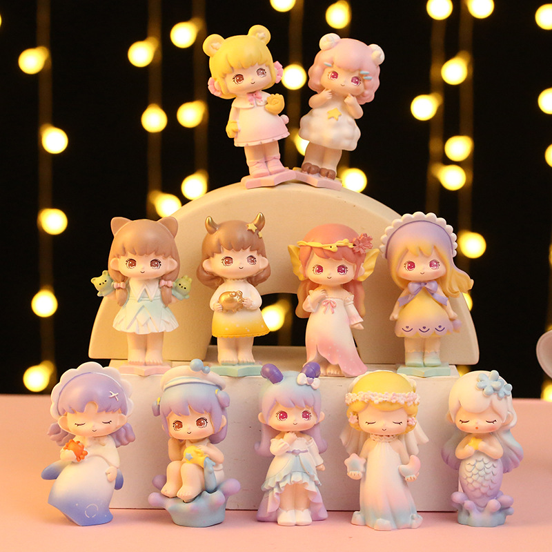 十二星座盲盒手办少女心卡通女孩公仔树脂工艺品桌面摆件创意礼物