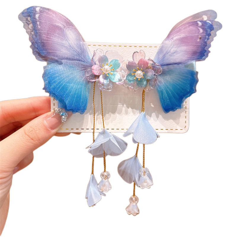 Children's Bow Headdress for Han Chinese Clothing Girls Hair Accessories Antique Hairpin Ancient Costume Fairy Tassel Hairpin with Accessories Clip