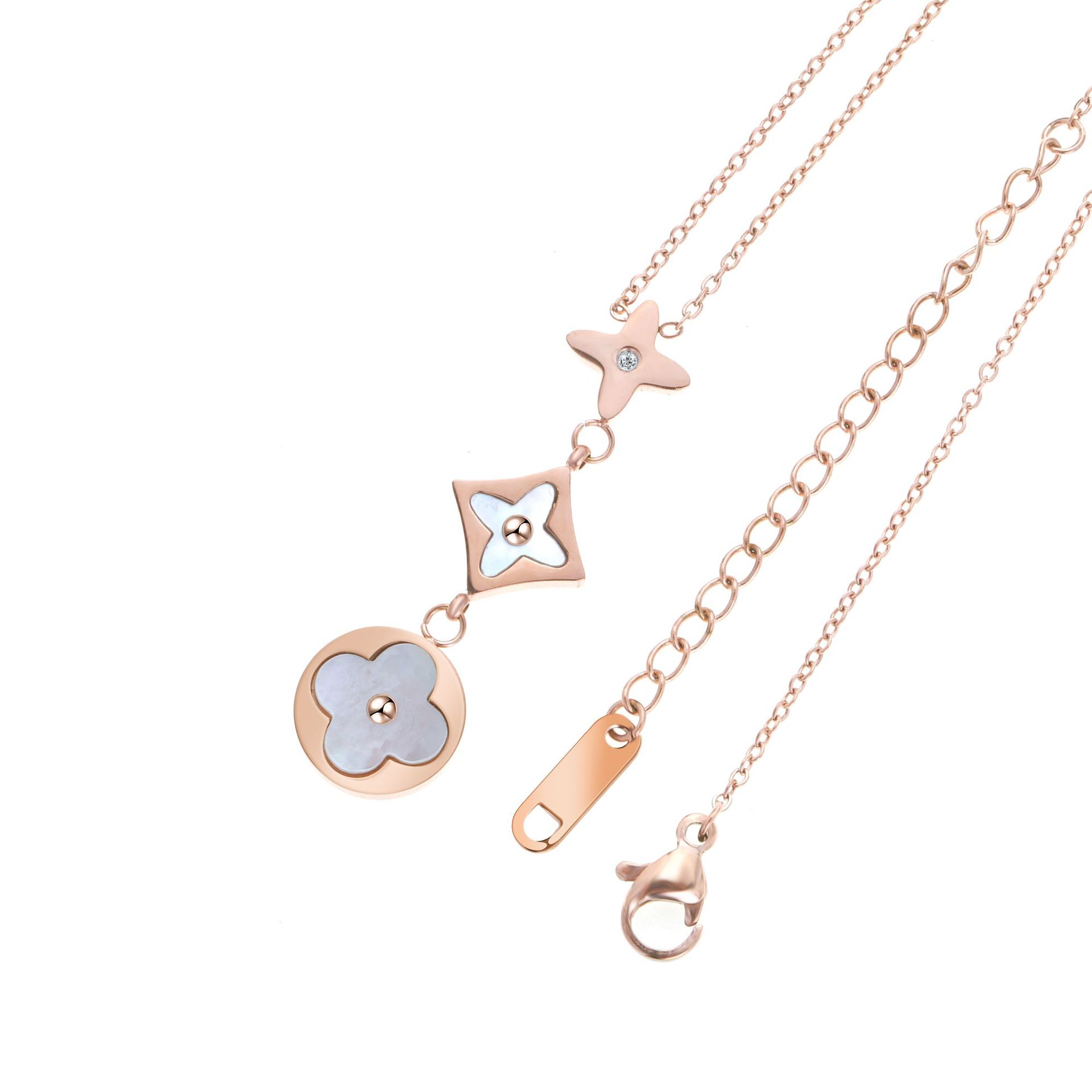 大量现货南非真钻钛钢四叶草项链 钻石全家福四叶草项链-阿里巴巴