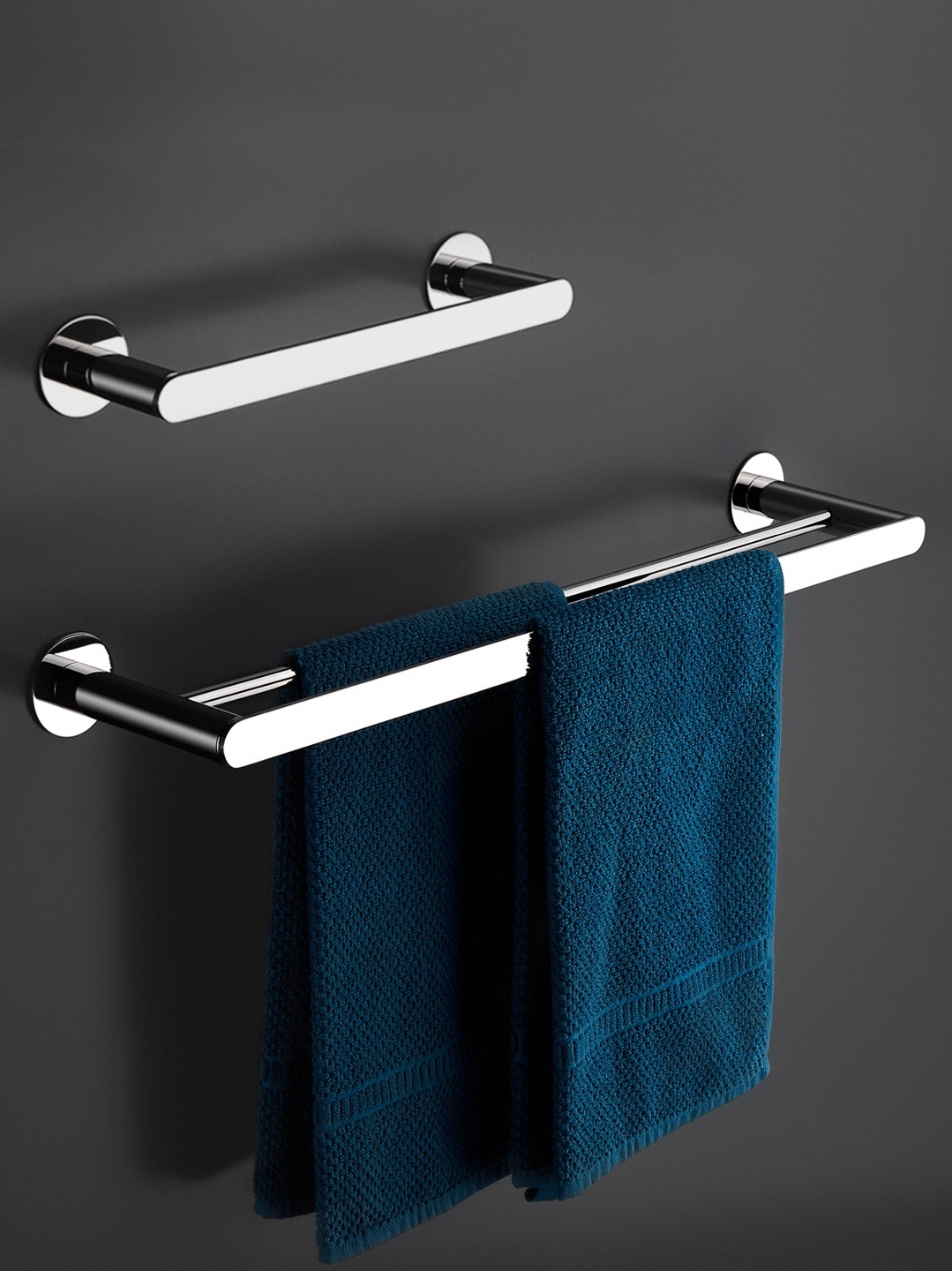 毛巾架免打孔卫生间304不锈钢浴巾架壁挂式浴室轻奢风毛巾杆单杆