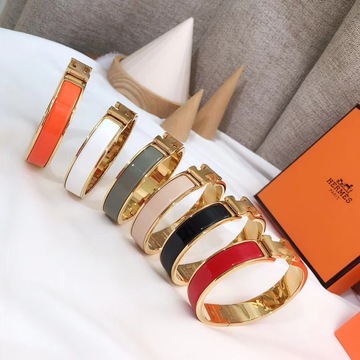 精工高版本爱马仕h字母手镯男女情侣光身轻奢百搭珐琅手环不掉色